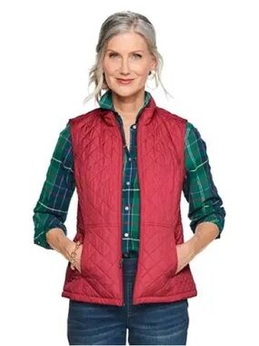 croft & barrow Quilted Sleeveless Vest in Red